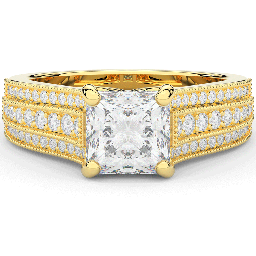 3.55CT.TW PRINCESS LAB DIAMOND ENGAGEMENT RING - Nazarelle