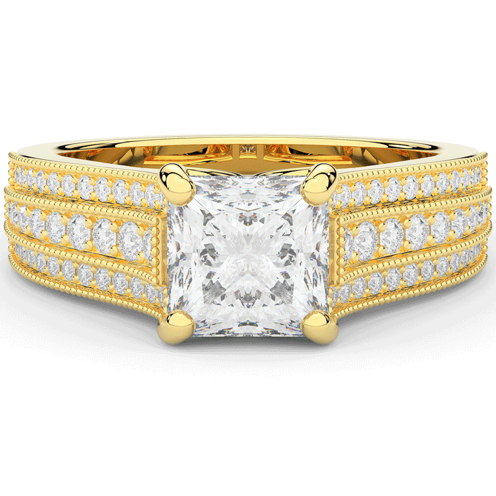 3.55CT.TW PRINCESS LAB DIAMOND ENGAGEMENT RING - Nazarelle