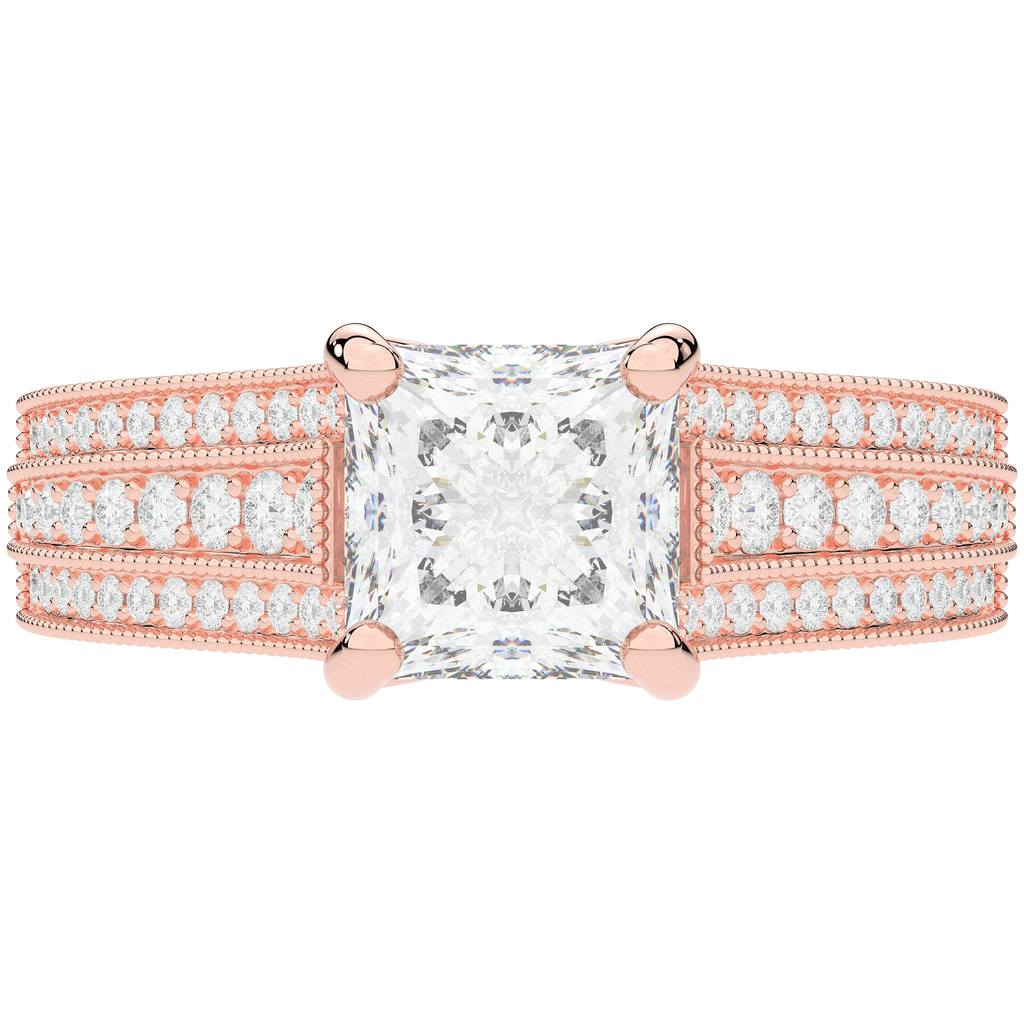 3.55CT.TW PRINCESS LAB DIAMOND ENGAGEMENT RING - Nazarelle