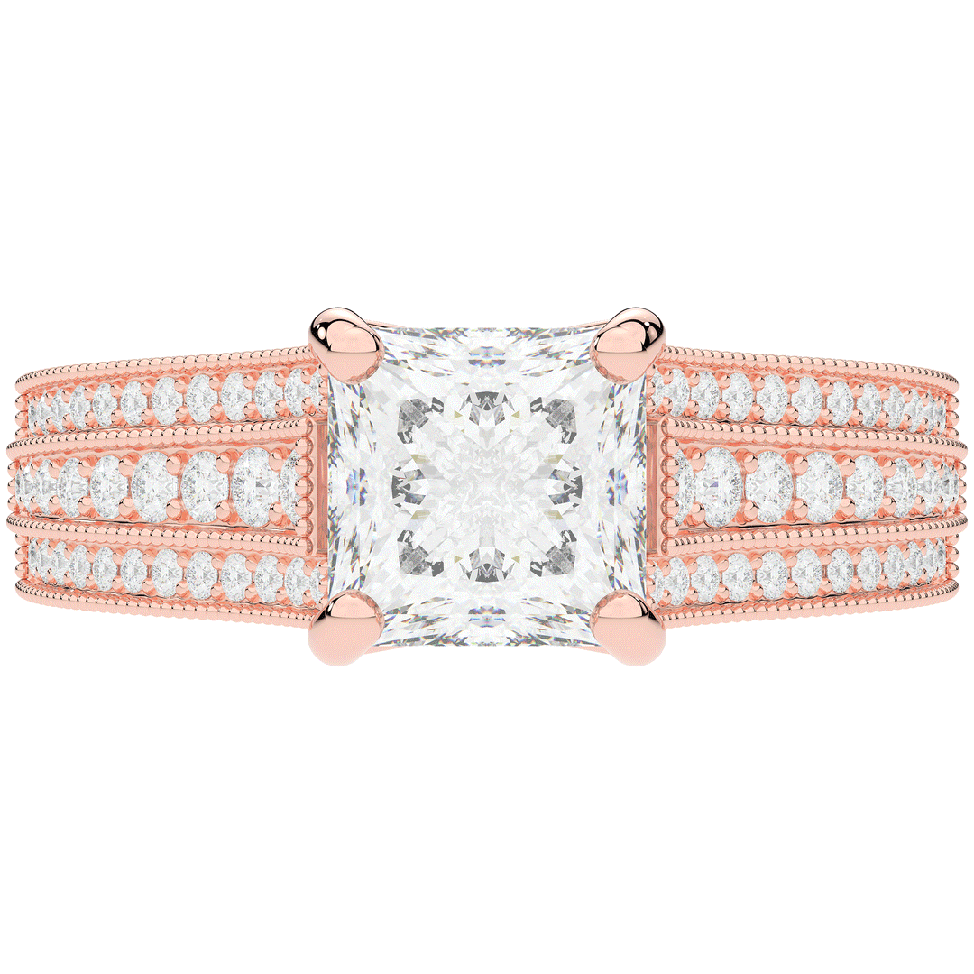 3.55CT.TW PRINCESS LAB DIAMOND ENGAGEMENT RING - Nazarelle