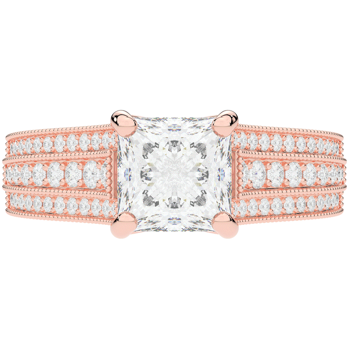 3.55CT.TW PRINCESS LAB DIAMOND ENGAGEMENT RING - Nazarelle