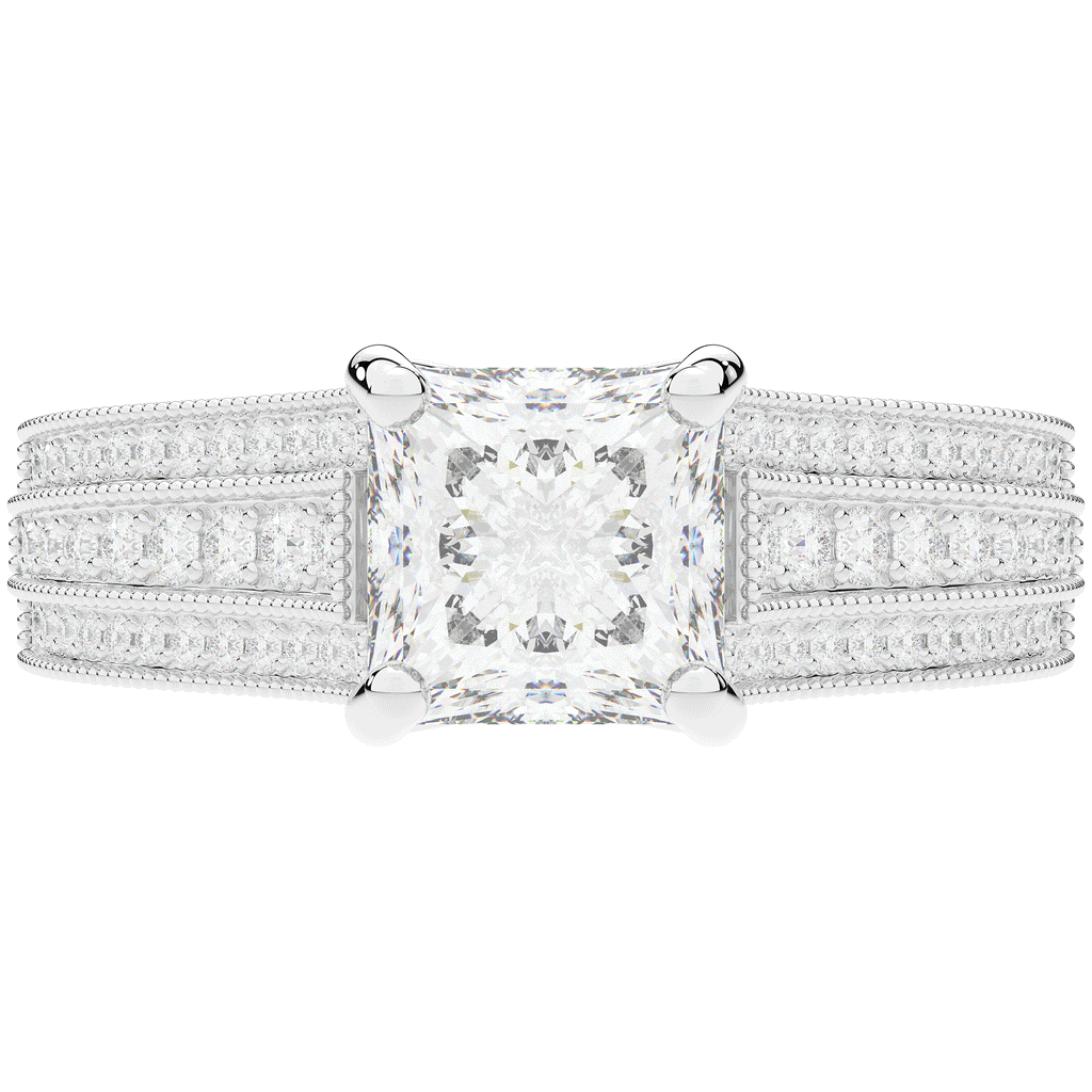 3.55CT.TW PRINCESS LAB DIAMOND ENGAGEMENT RING - Nazarelle