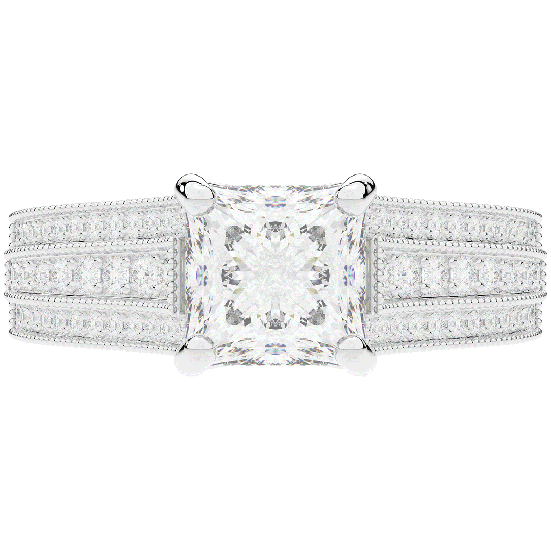 3.55CT.TW PRINCESS LAB DIAMOND ENGAGEMENT RING - Nazarelle