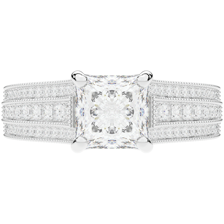 3.55CT.TW PRINCESS LAB DIAMOND ENGAGEMENT RING - Nazarelle