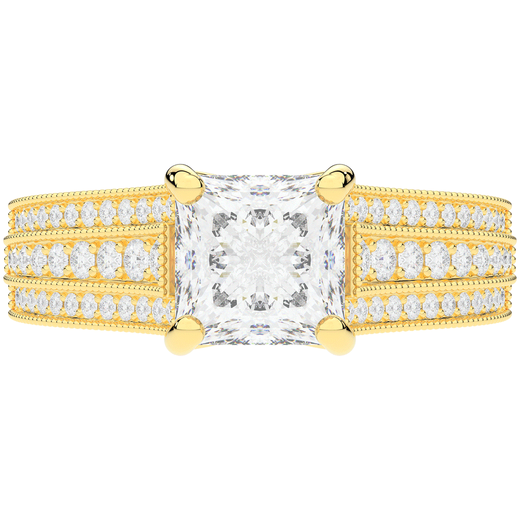 3.55CT.TW PRINCESS LAB DIAMOND ENGAGEMENT RING - Nazarelle
