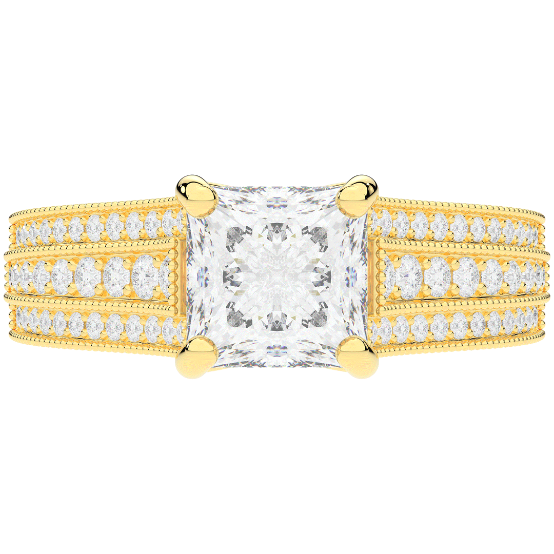 3.55CT.TW PRINCESS LAB DIAMOND ENGAGEMENT RING - Nazarelle