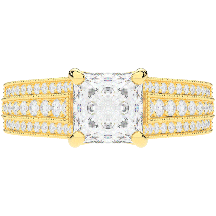3.55CT.TW PRINCESS LAB DIAMOND ENGAGEMENT RING - Nazarelle