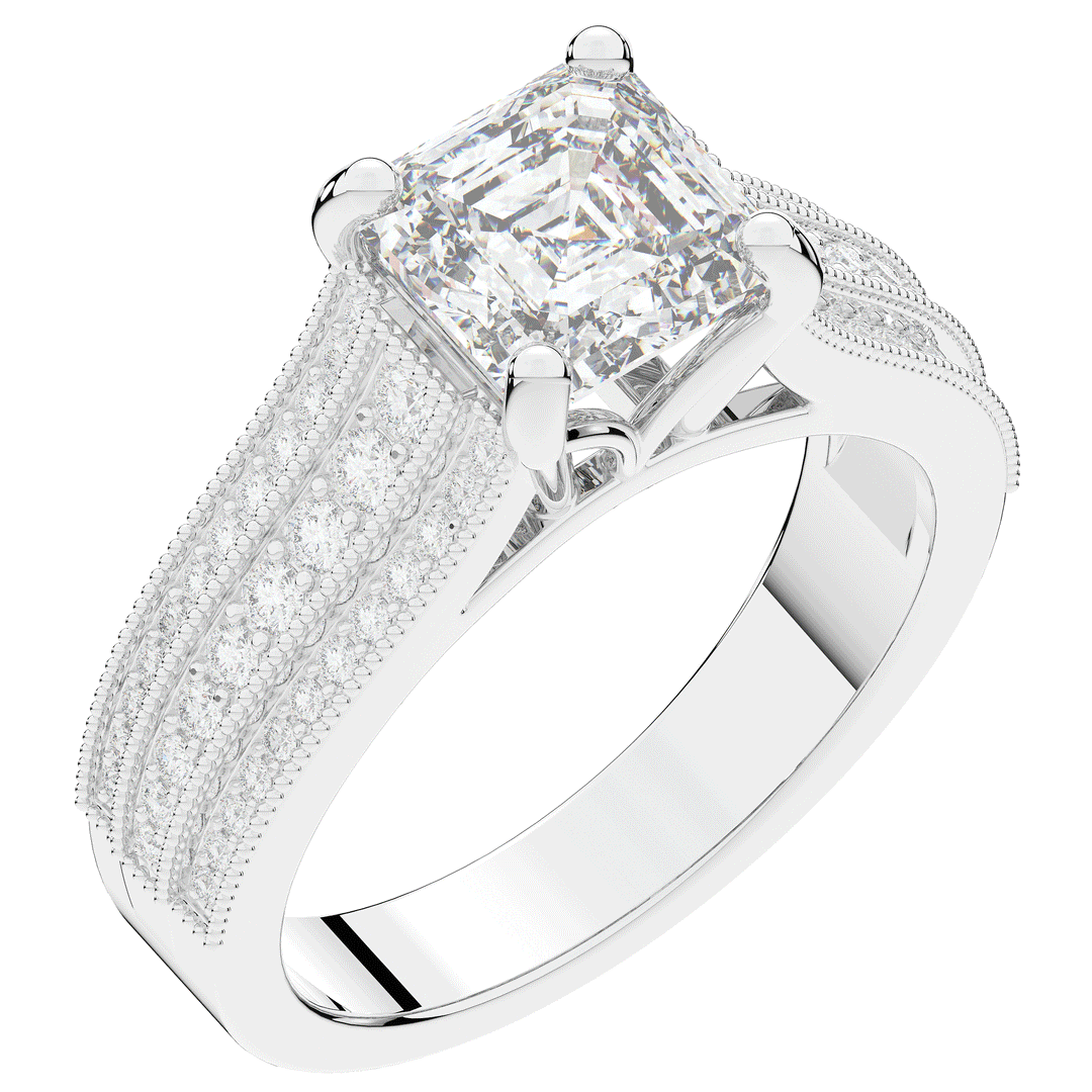 3.55CT.TW ASSCHER LAB DIAMOND ENGAGEMENT RING - Nazarelle