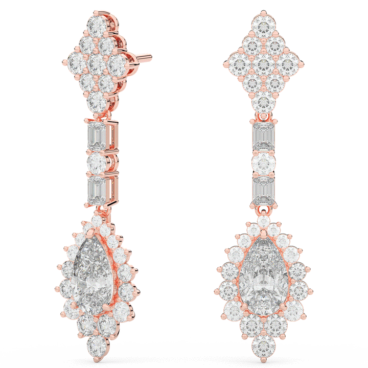 7.00CT.TW PEAR WITH HALO LAB DIAMOND DROP EARRINGS - Nazarelle