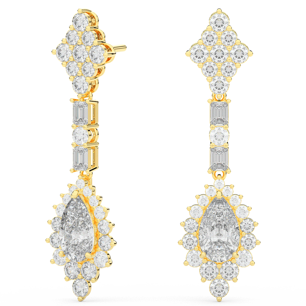 7.00CT.TW PEAR WITH HALO LAB DIAMOND DROP EARRINGS - Nazarelle