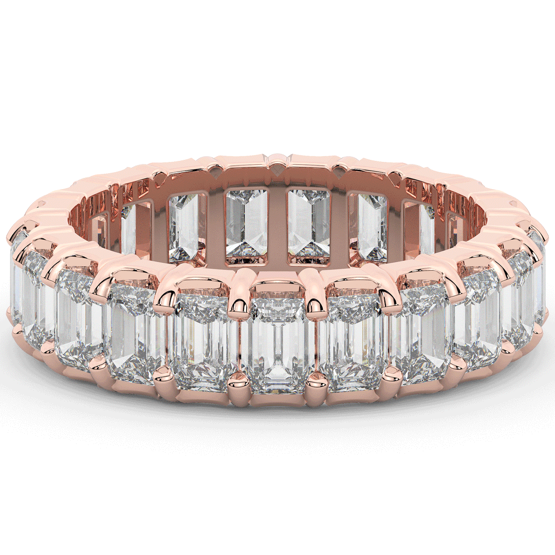 4.00CT.TW EMERALD CUT LAB DIAMOND ETERNITY WEDDING BAND - Nazarelle