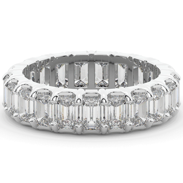 4.00CT.TW EMERALD CUT LAB DIAMOND ETERNITY WEDDING BAND - Nazarelle