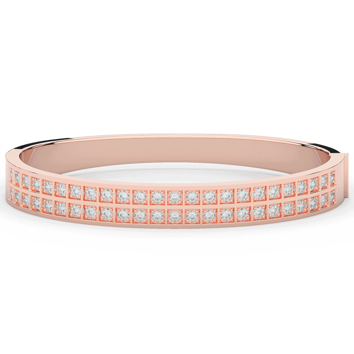 2.00CT.TW ROUND LAB TWO ROW DIAMOND BANGLE - Nazarelle