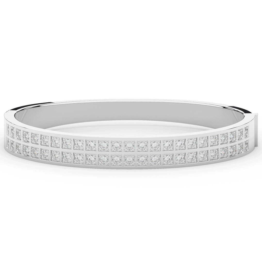 2.00CT.TW ROUND LAB TWO ROW DIAMOND BANGLE - Nazarelle