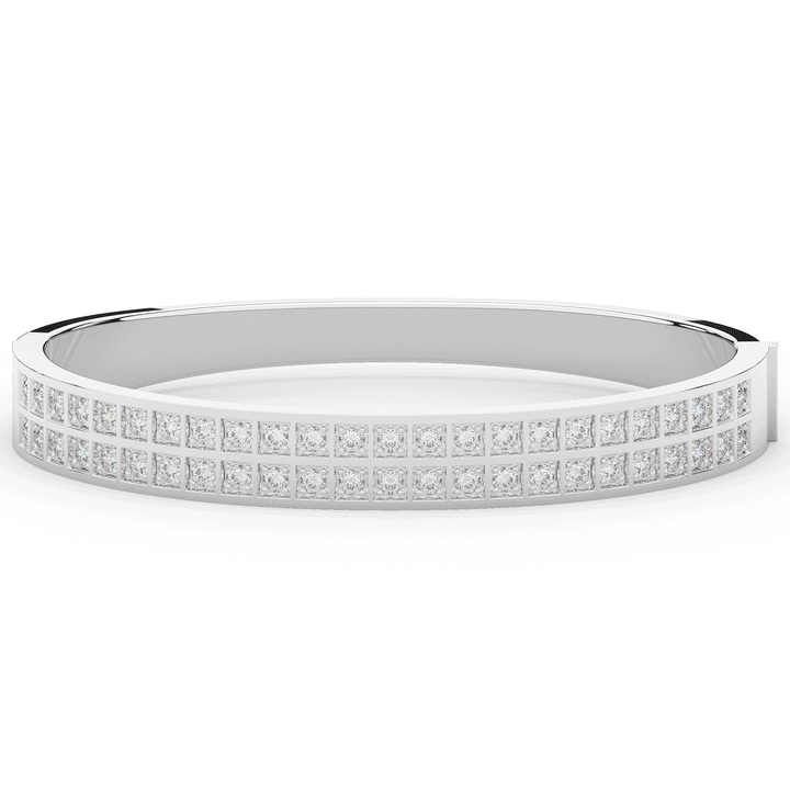 2.00CT.TW ROUND LAB TWO ROW DIAMOND BANGLE - Nazarelle