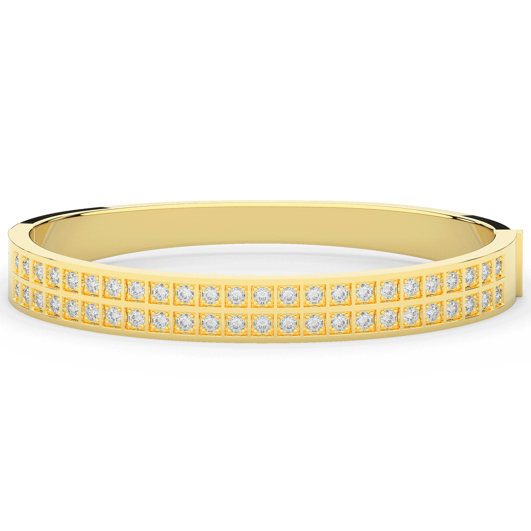 2.00CT.TW ROUND LAB TWO ROW DIAMOND BANGLE - Nazarelle