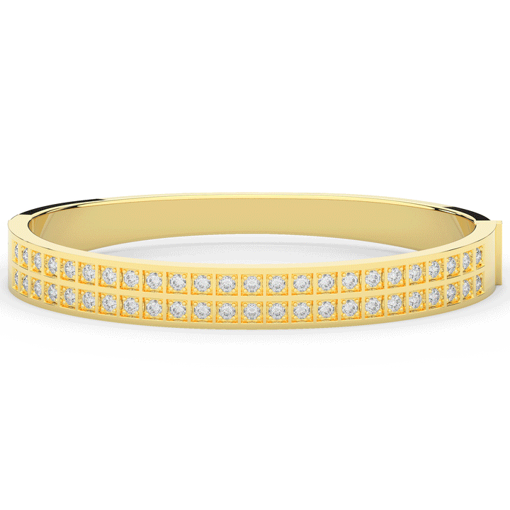 2.00CT.TW ROUND LAB TWO ROW DIAMOND BANGLE - Nazarelle