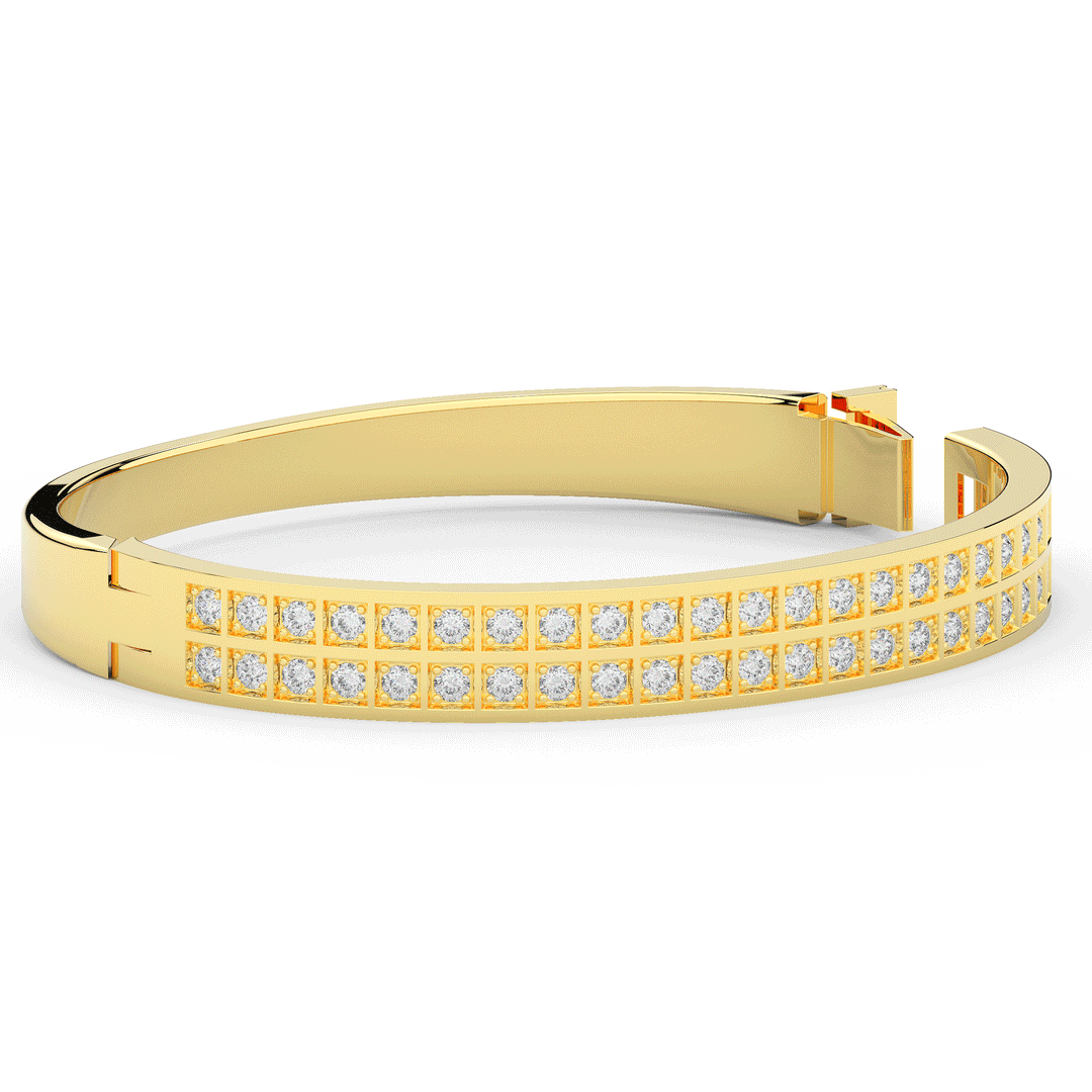 2.00CT.TW ROUND LAB TWO ROW DIAMOND BANGLE - Nazarelle