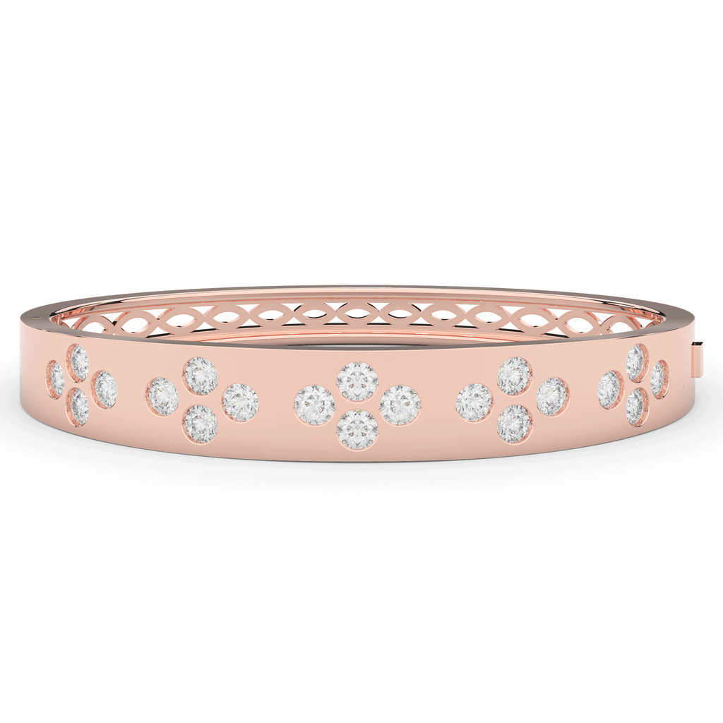 4.10CT.TW ROUND LAB DIAMOND BEZEL SET BANGLE - Nazarelle