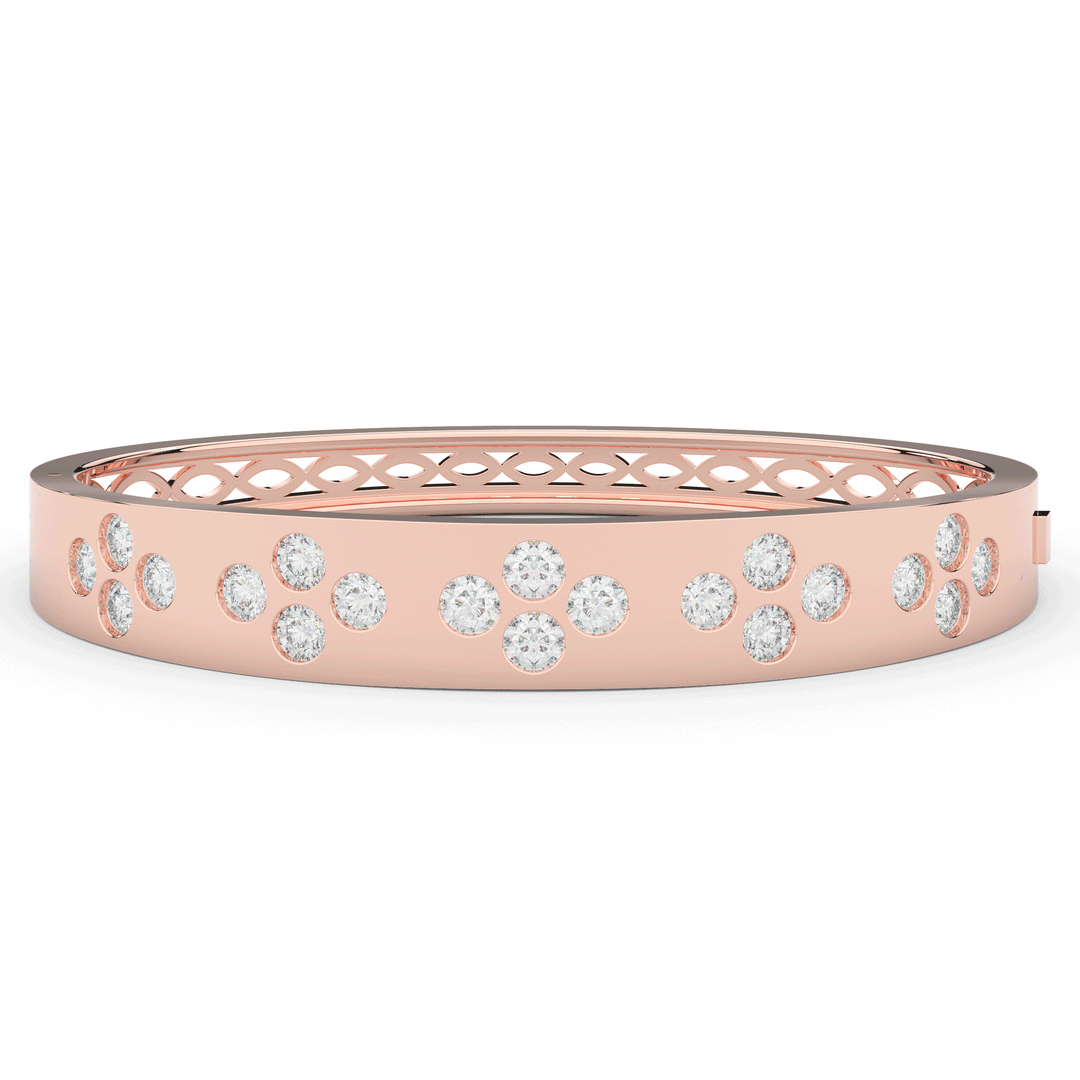 4.10CT.TW ROUND LAB DIAMOND BEZEL SET BANGLE - Nazarelle