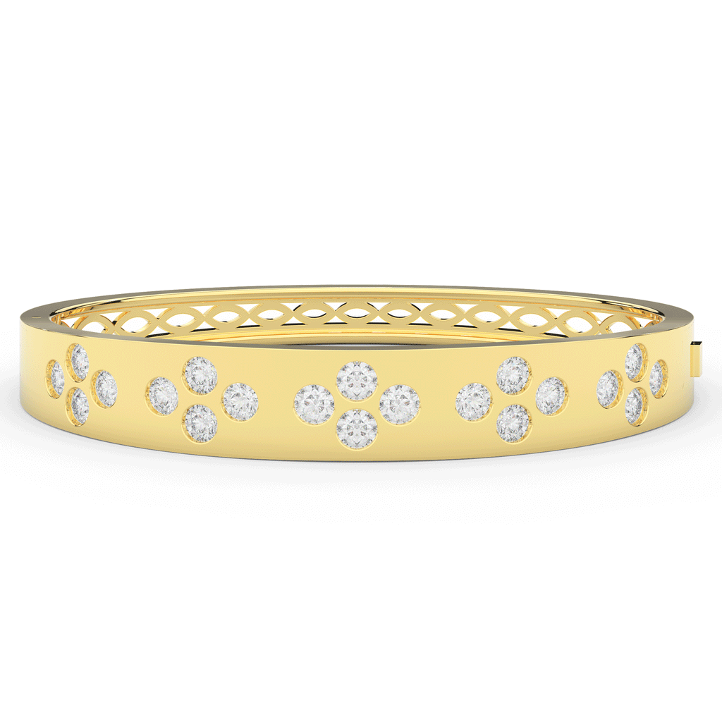 4.10CT.TW ROUND LAB DIAMOND BEZEL SET BANGLE - Nazarelle