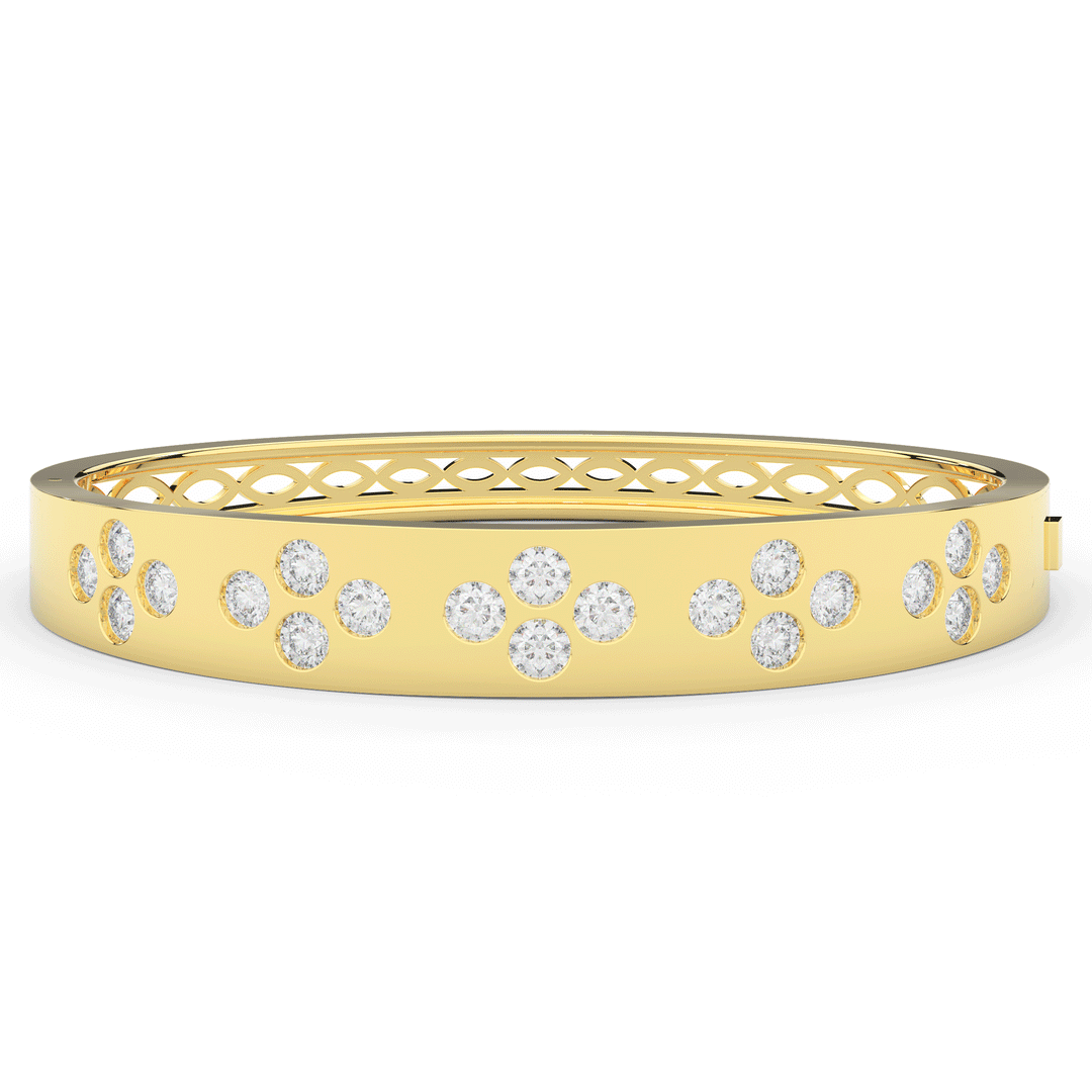 4.10CT.TW ROUND LAB DIAMOND BEZEL SET BANGLE - Nazarelle