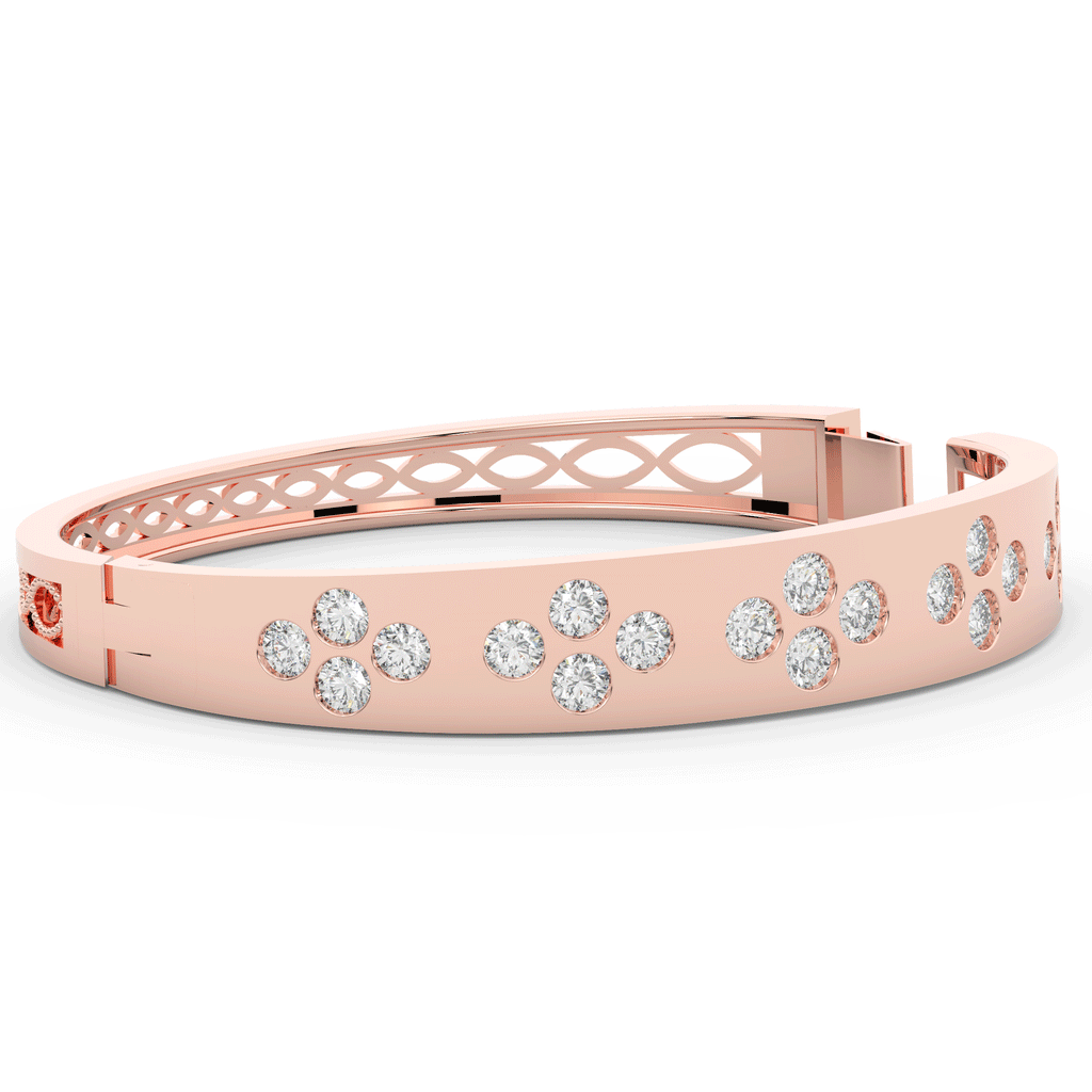 4.10CT.TW ROUND LAB DIAMOND BEZEL SET BANGLE - Nazarelle