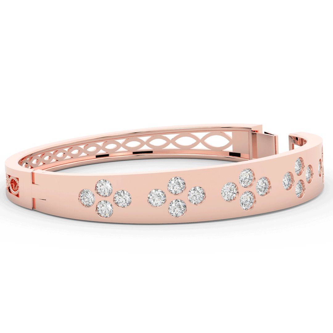 4.10CT.TW ROUND LAB DIAMOND BEZEL SET BANGLE - Nazarelle