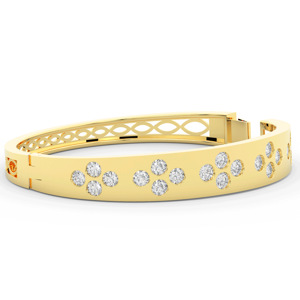 4.10CT.TW ROUND LAB DIAMOND BEZEL SET BANGLE - Nazarelle