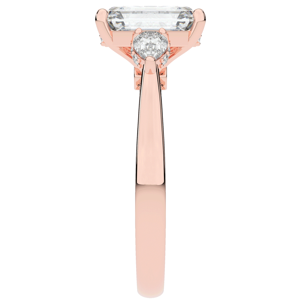 2.40CT.TW EMERALD CUT LAB DIAMOND 3 STONE ENGAGEMENT RING - Nazarelle