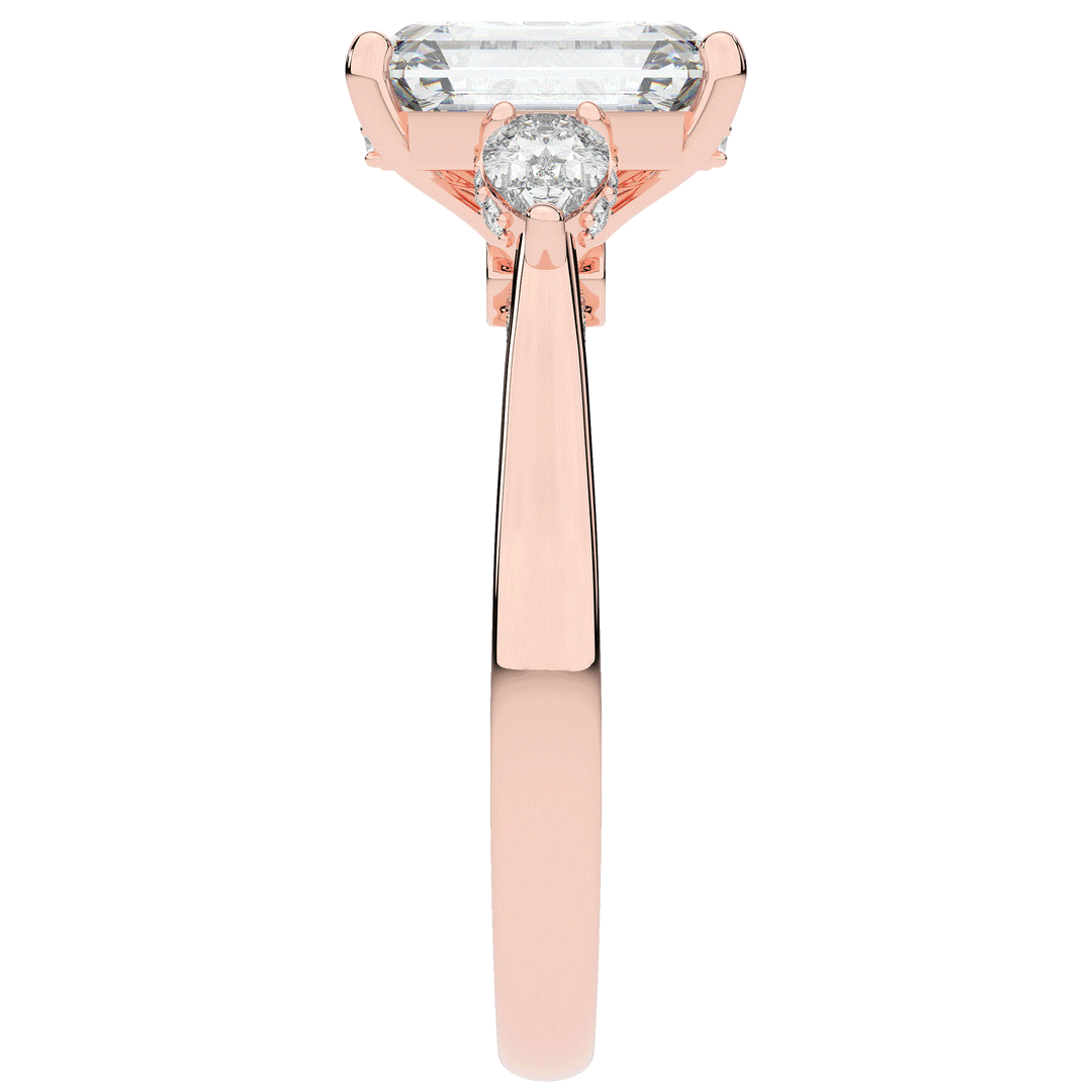 2.40CT.TW EMERALD CUT LAB DIAMOND 3 STONE ENGAGEMENT RING - Nazarelle