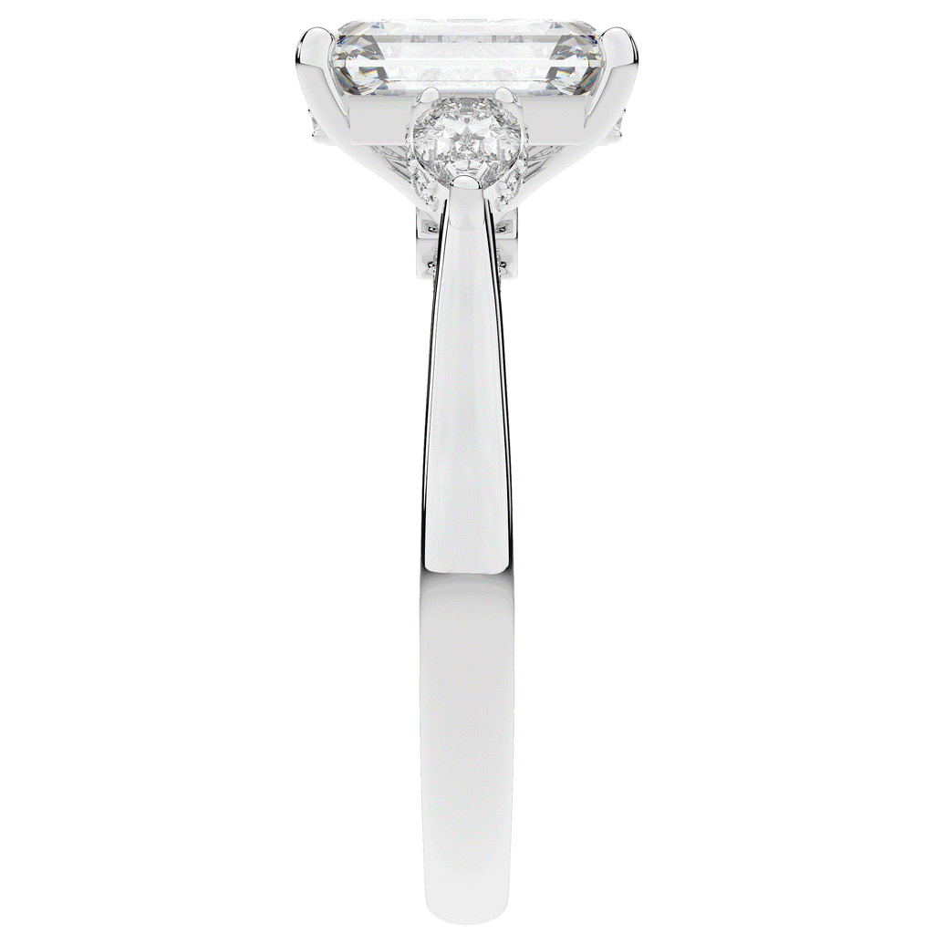 2.40CT.TW EMERALD CUT LAB DIAMOND 3 STONE ENGAGEMENT RING - Nazarelle