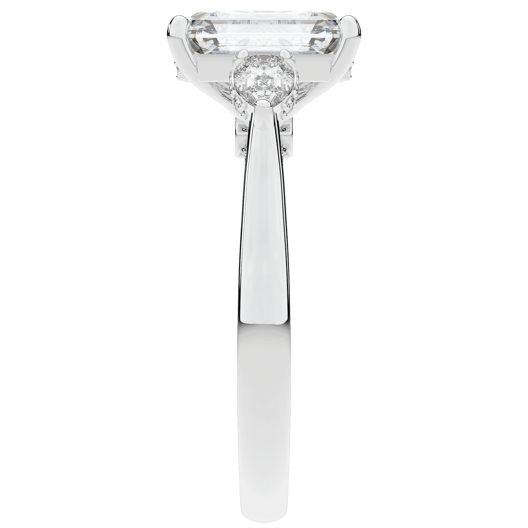 2.40CT.TW EMERALD CUT LAB DIAMOND 3 STONE ENGAGEMENT RING - Nazarelle