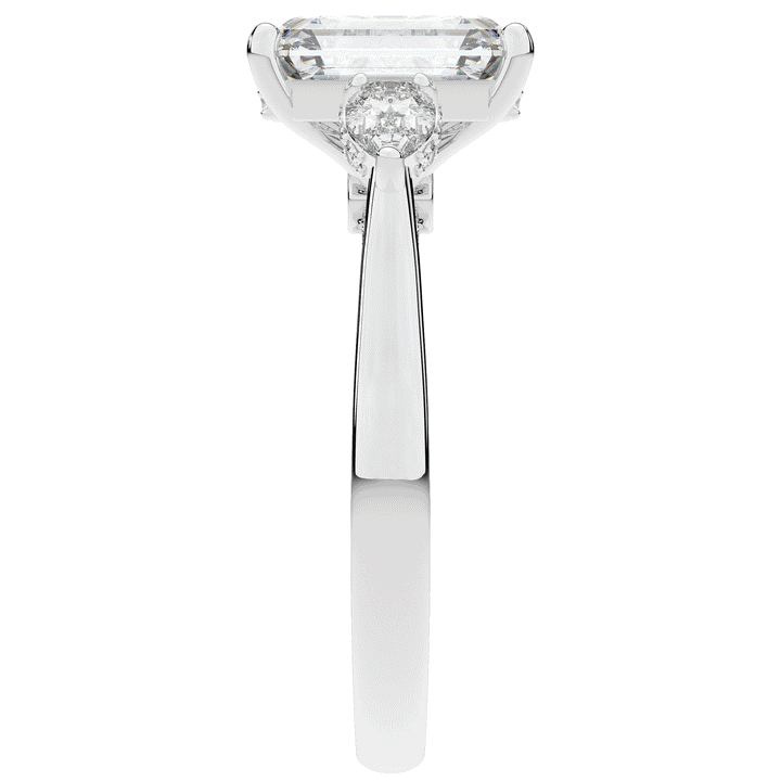 2.40CT.TW EMERALD CUT LAB DIAMOND 3 STONE ENGAGEMENT RING - Nazarelle