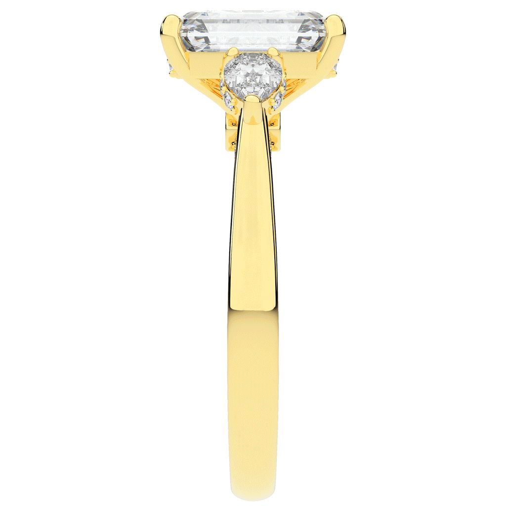 2.40CT.TW EMERALD CUT LAB DIAMOND 3 STONE ENGAGEMENT RING - Nazarelle