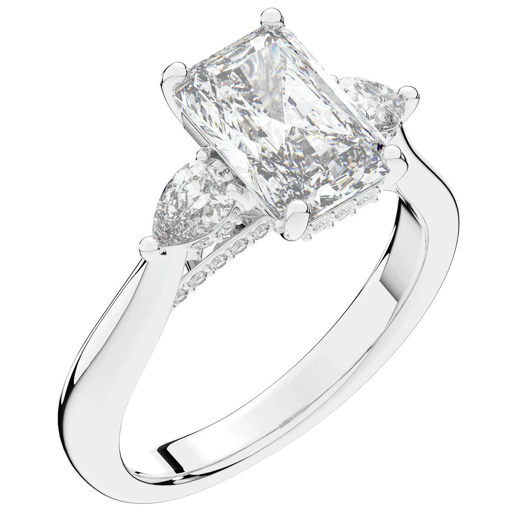 2.40CT.TW RADIANT LAB DIAMOND 3 STONE ENGAGEMENT RING - Nazarelle