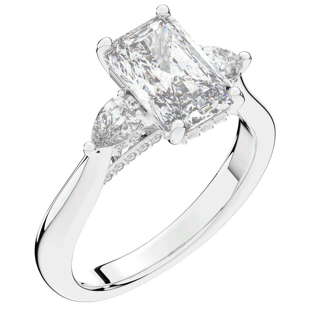 2.40CT.TW RADIANT LAB DIAMOND 3 STONE ENGAGEMENT RING - Nazarelle