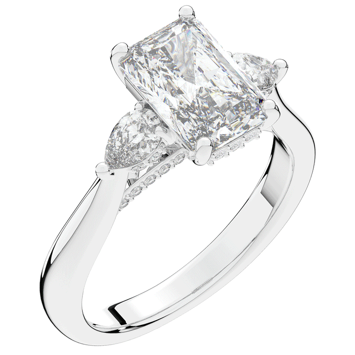 2.40CT.TW RADIANT LAB DIAMOND 3 STONE ENGAGEMENT RING - Nazarelle