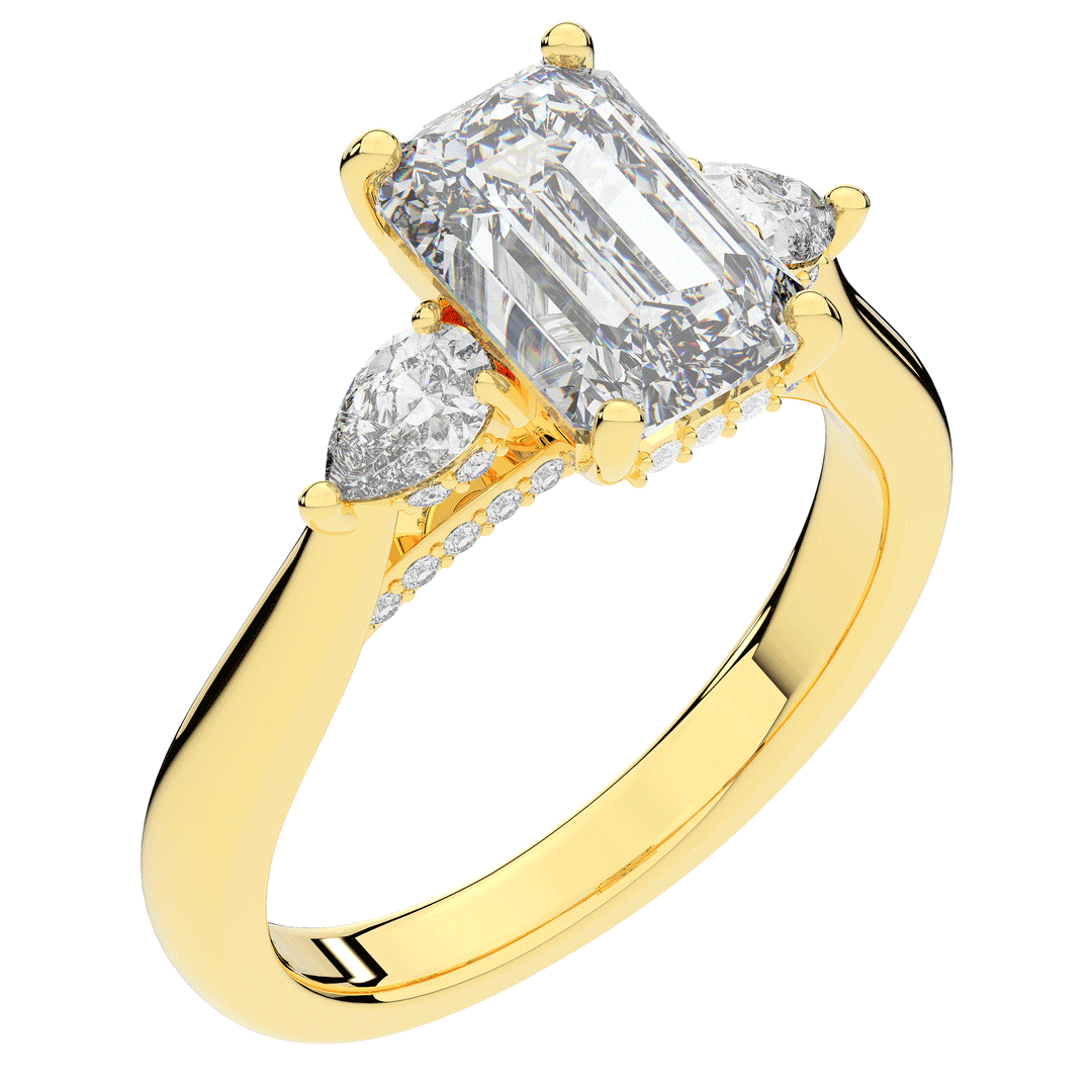 2.40CT.TW EMERALD CUT LAB DIAMOND 3 STONE ENGAGEMENT RING - Nazarelle