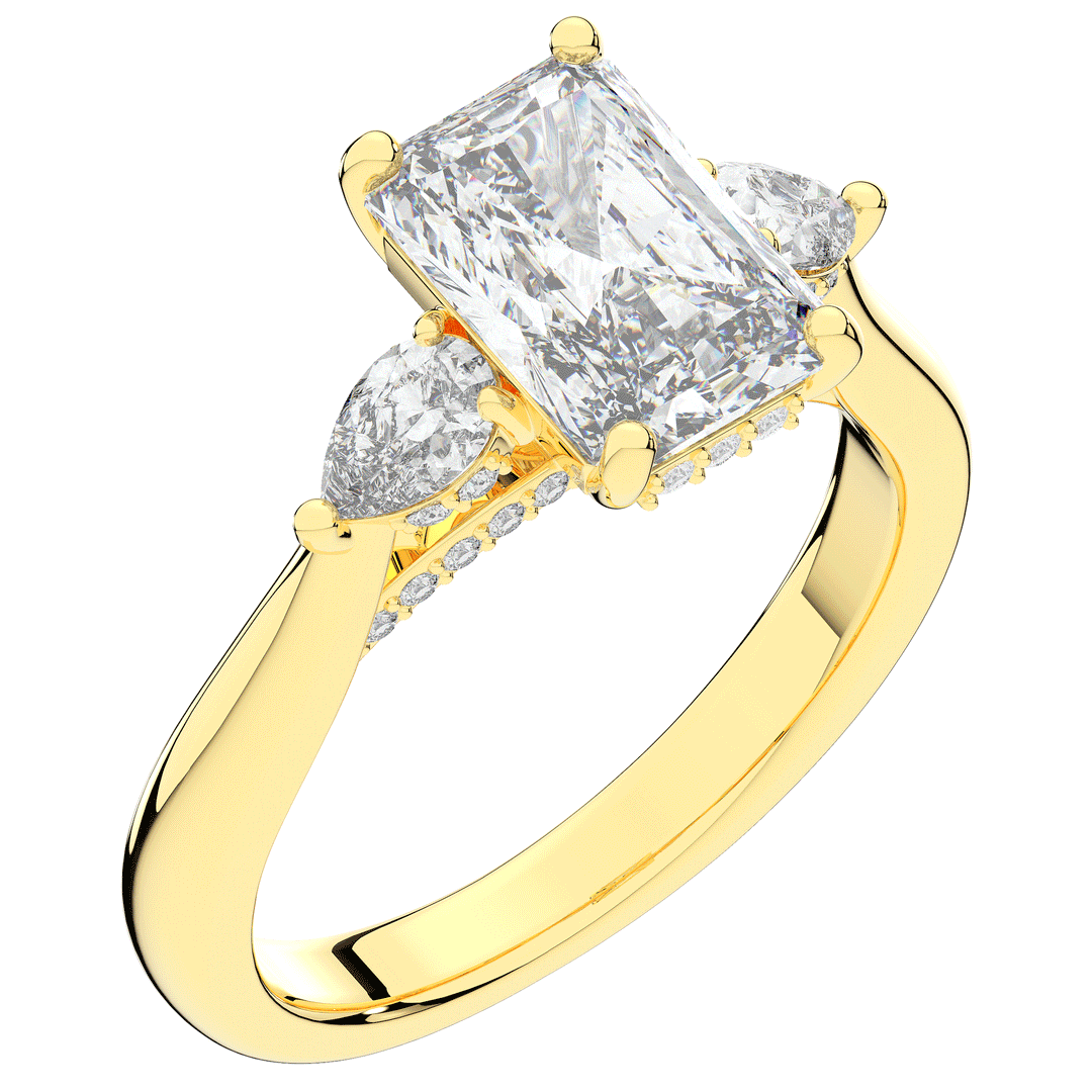 2.40CT.TW RADIANT LAB DIAMOND 3 STONE ENGAGEMENT RING - Nazarelle