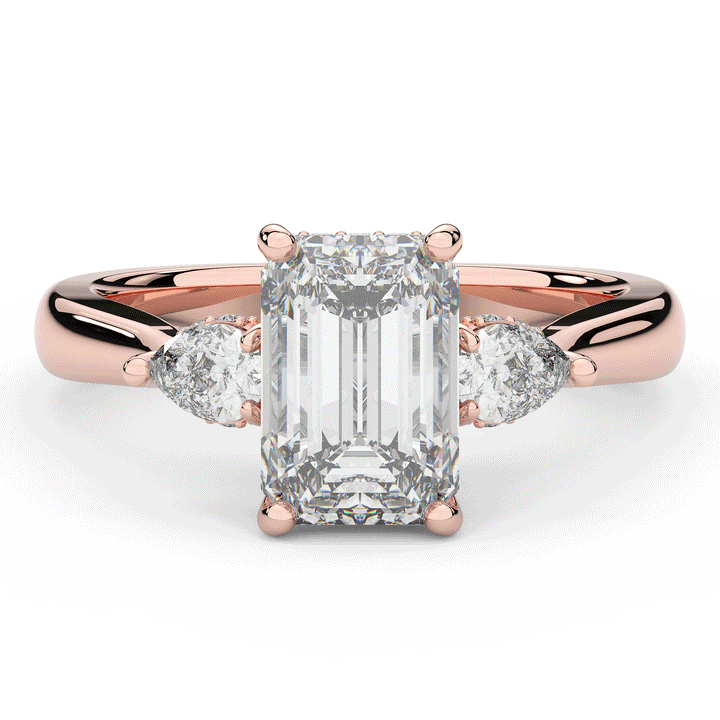 2.40CT.TW EMERALD CUT LAB DIAMOND 3 STONE ENGAGEMENT RING - Nazarelle