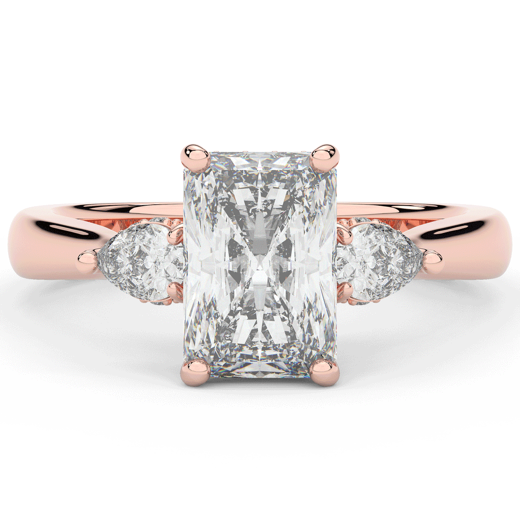 2.40CT.TW RADIANT LAB DIAMOND 3 STONE ENGAGEMENT RING - Nazarelle
