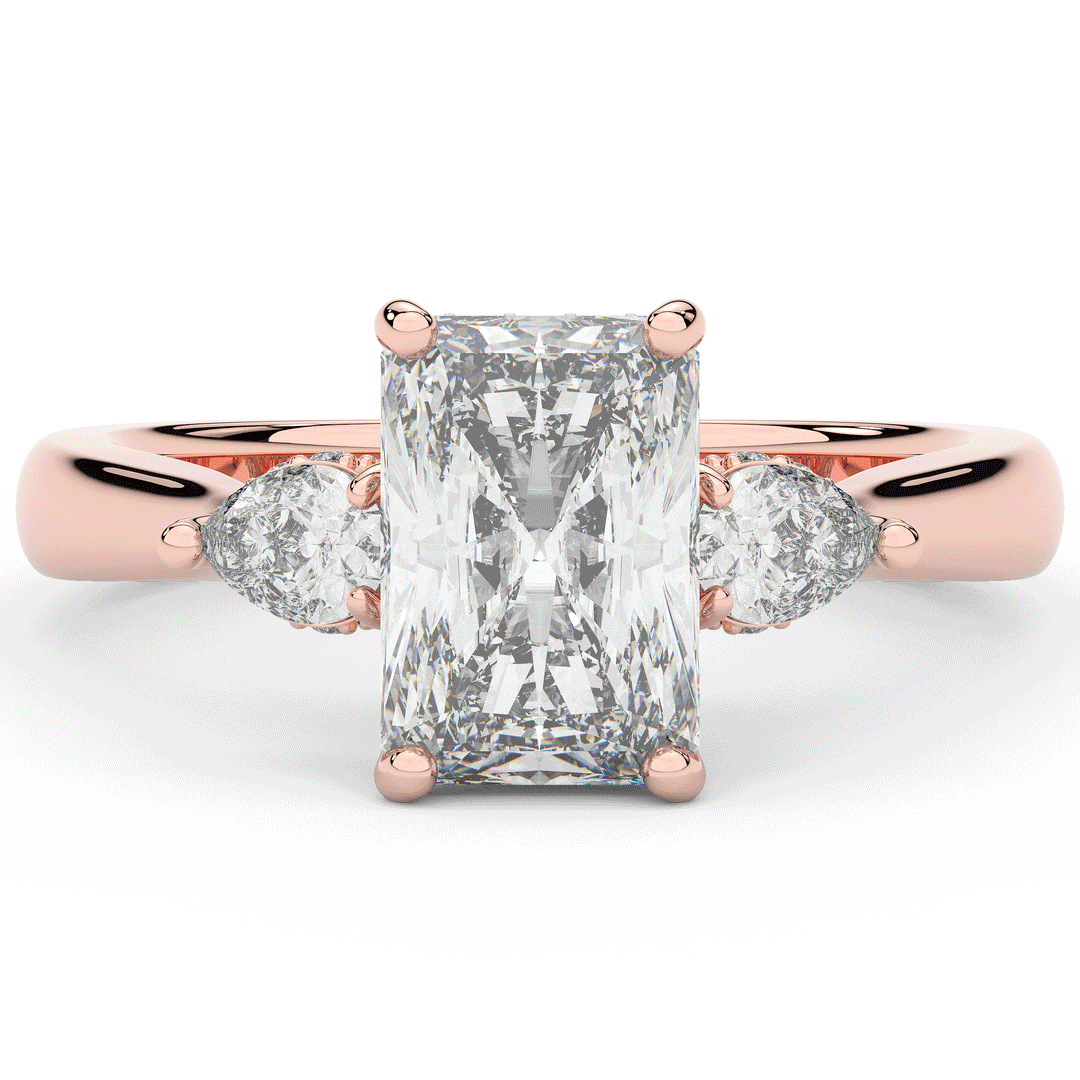 2.40CT.TW RADIANT LAB DIAMOND 3 STONE ENGAGEMENT RING - Nazarelle