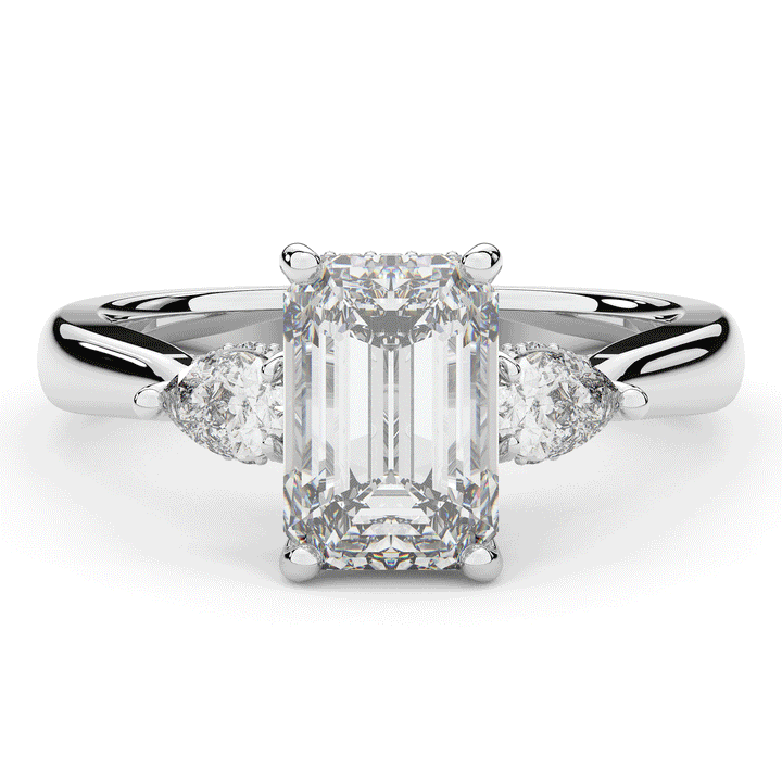 2.40CT.TW EMERALD CUT LAB DIAMOND 3 STONE ENGAGEMENT RING - Nazarelle