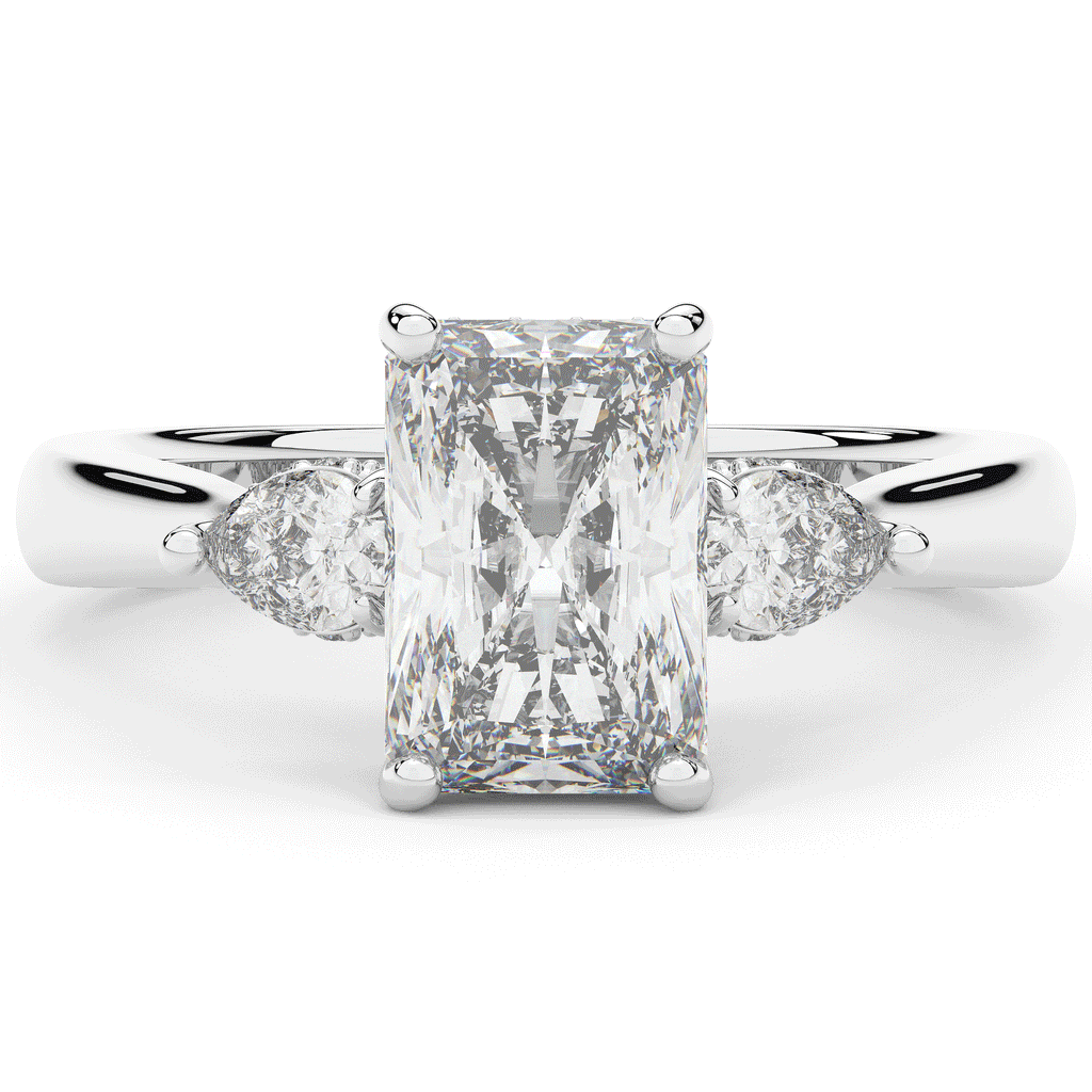 2.40CT.TW RADIANT LAB DIAMOND 3 STONE ENGAGEMENT RING - Nazarelle