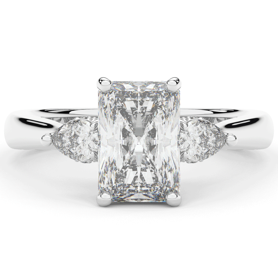 2.40CT.TW RADIANT LAB DIAMOND 3 STONE ENGAGEMENT RING - Nazarelle