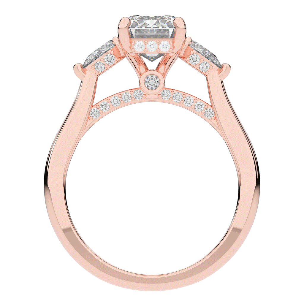 2.40CT.TW EMERALD CUT LAB DIAMOND 3 STONE ENGAGEMENT RING - Nazarelle