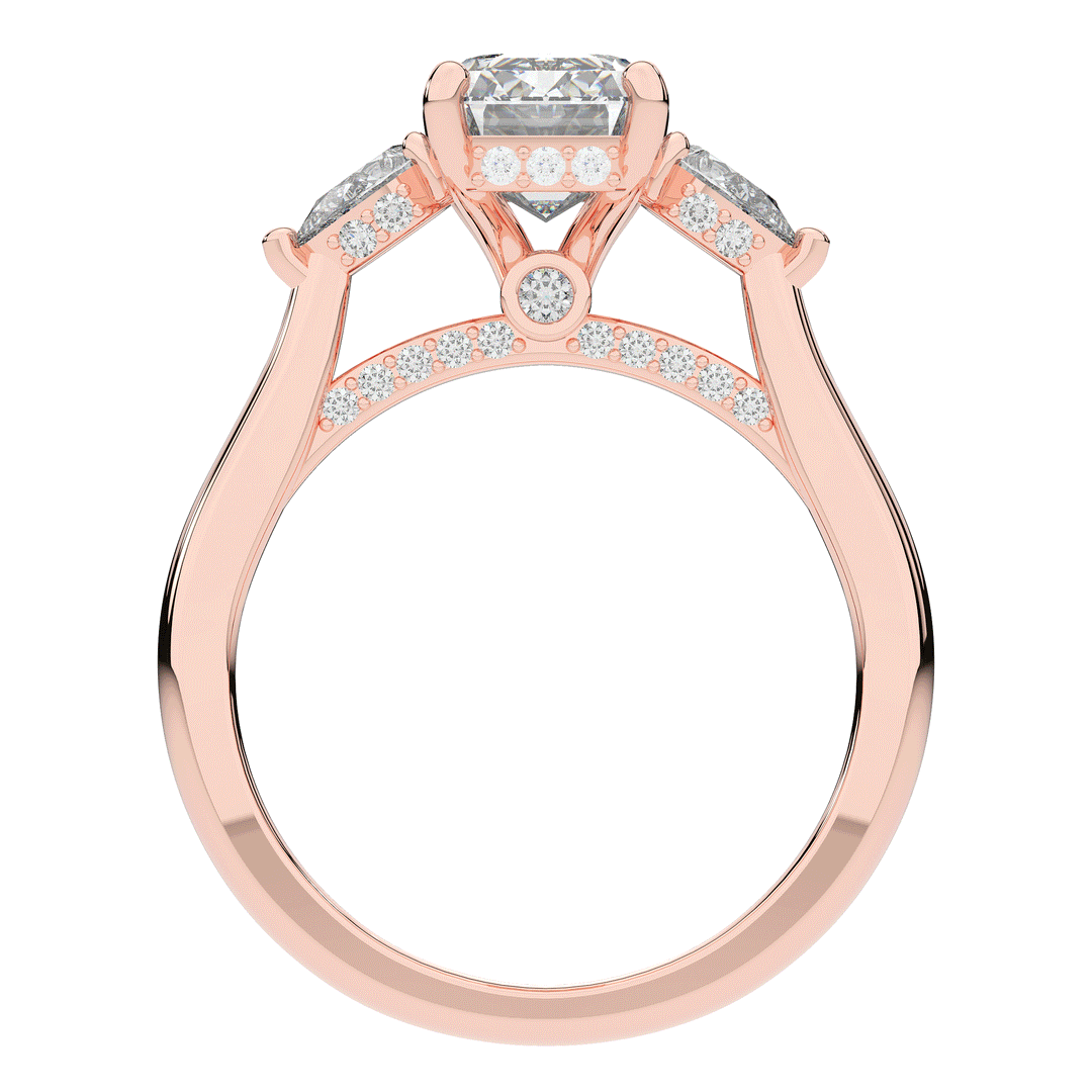 2.40CT.TW EMERALD CUT LAB DIAMOND 3 STONE ENGAGEMENT RING - Nazarelle