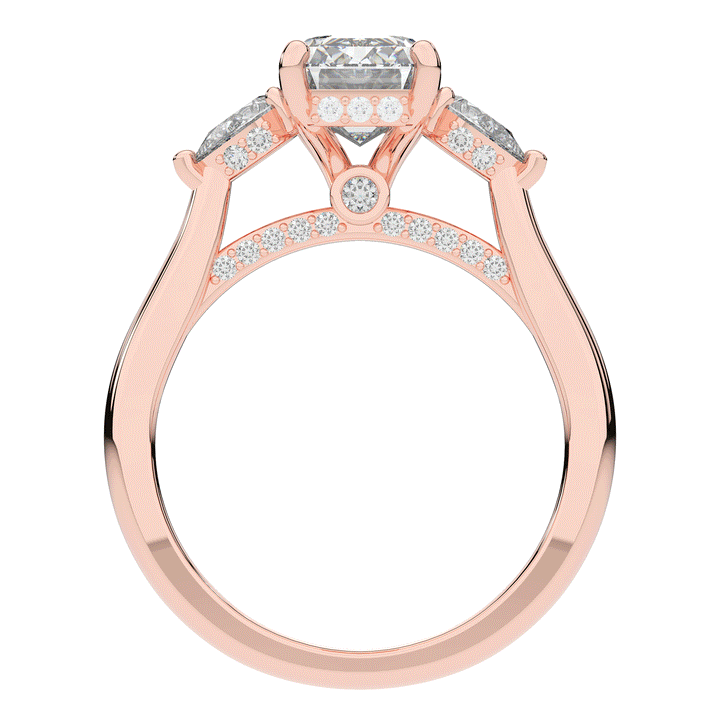 2.40CT.TW EMERALD CUT LAB DIAMOND 3 STONE ENGAGEMENT RING - Nazarelle