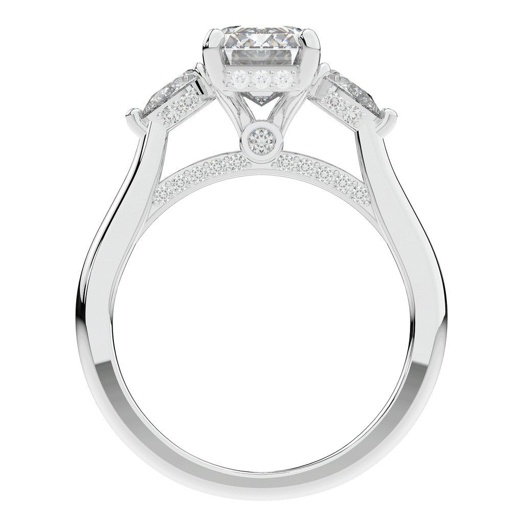 2.40CT.TW EMERALD CUT LAB DIAMOND 3 STONE ENGAGEMENT RING - Nazarelle